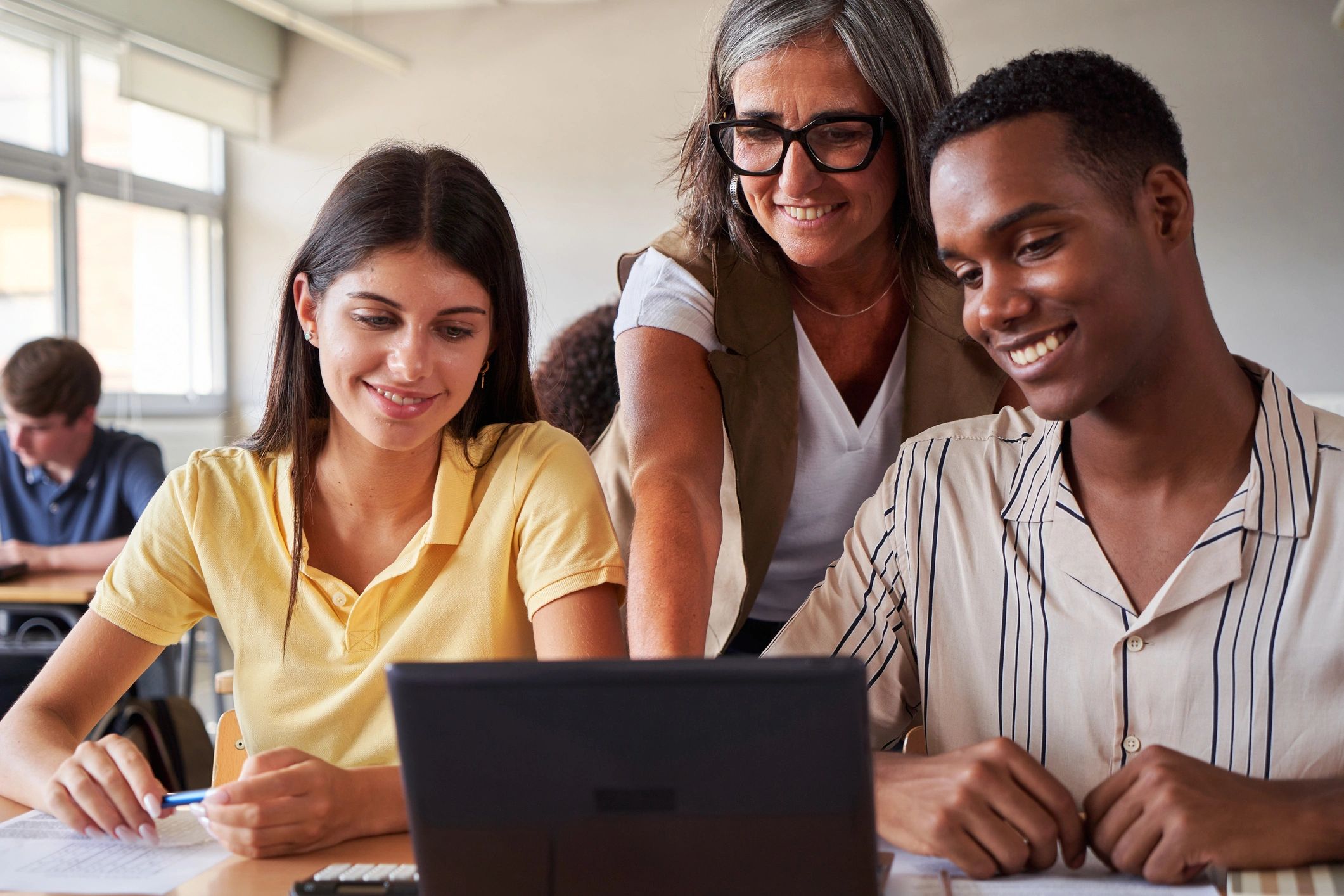 diverse people learning technology online modern
